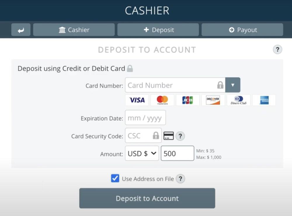 forma de recarga de cuenta con tarjeta de crédito visa o mastercard