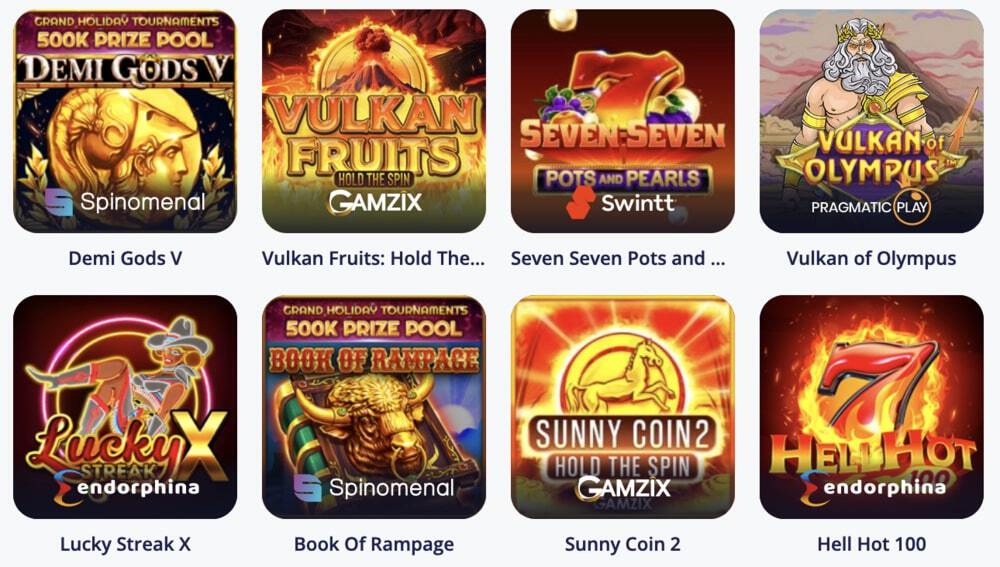 iconos de los juegos más populares del casino Vulkan Vegas